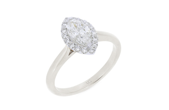 Marquise Diamond Engagement Ring, Yellow Gold, Rose Gold, White Gold, Platinum