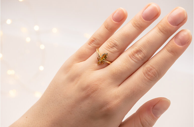 marquise golden sapphire orange diamonds pear cut cluster dress ring design 18ct