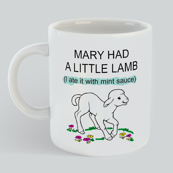 Mary Had Lamb ate mint sauce mug