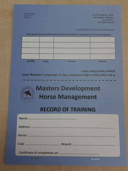 Masters Development Horse Management Record of Training