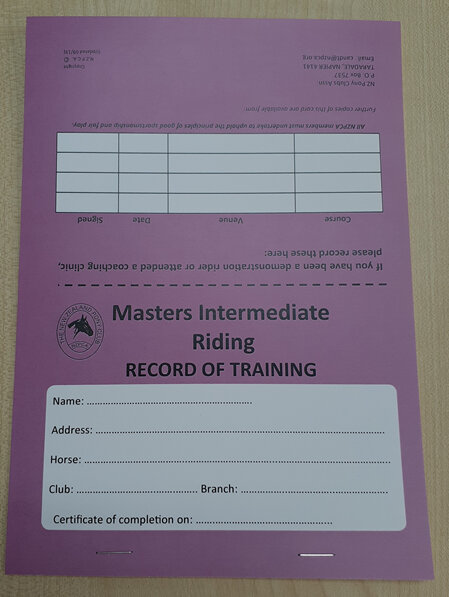 Masters Intermediate Riding Record of Training