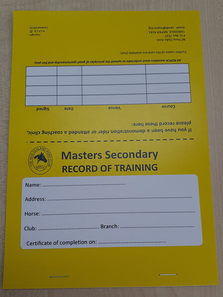 Masters Secondary Record of Training