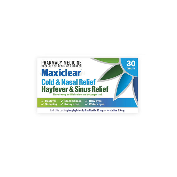 Maxiclear Cold and Nasal/Hayfever and Sinus Relief 30s