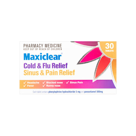 Maxiclear® Cold & Flu/Sinus & Pain Relief 30 Tablets