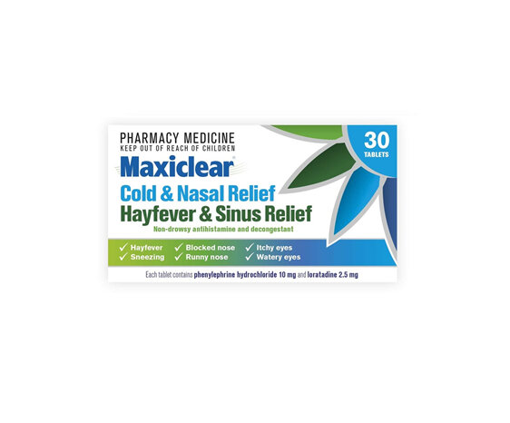 Maxiclear Cold  NasalHayfever  Sinus Relief 30s