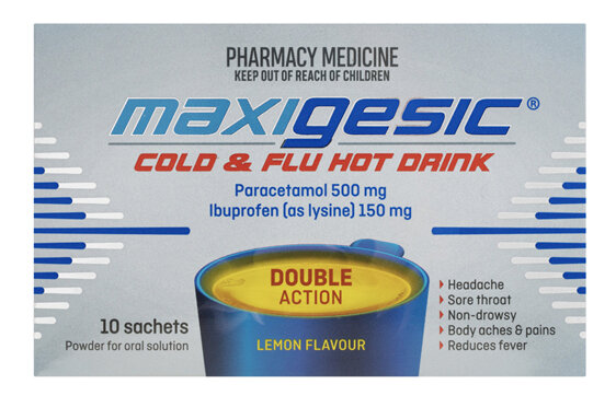 MAXIGESIC Cold & Flu Lemon Hot Drink 10 Sachets