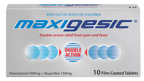 Maxigesic®  Double Action Pain Relief  Tablets 10s