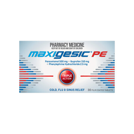 Maxigesic® PE Triple Action Cold, Flu & Sinus Relief 30 Tablets