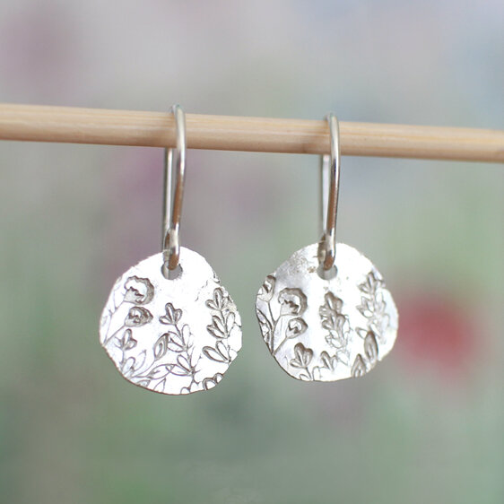 meadow wildflowers sterling silver handmade earrings lilygriffin nz jewellery