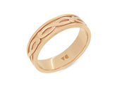 mens koru detailed mens wedding ring in 18ct rose gold