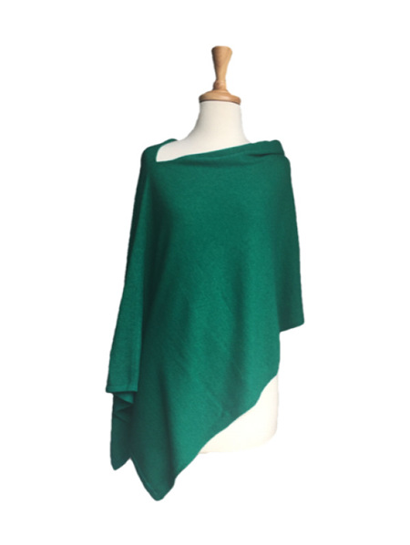 Merino Blend Poncho - Emerald Green