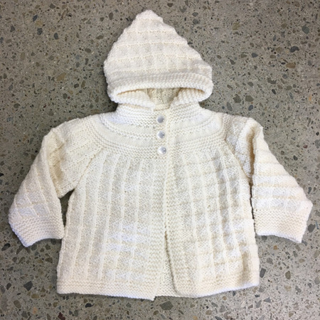 Merino Knitted Hooded Jacket - Cream - 9 mths to 2 years