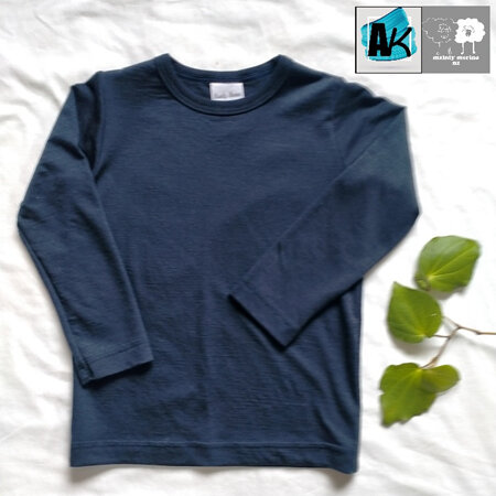 Merino Long Sleeve T-Shirt, size 3 – Navy