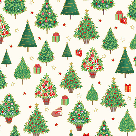 Merry Christmas Christmas Trees Cream TP-2481-Q