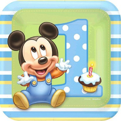 Mickey 1st Birthday Party Plates x 8