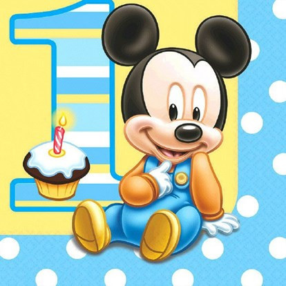 Mickey Mouse 1st Birthday Napkins x 16