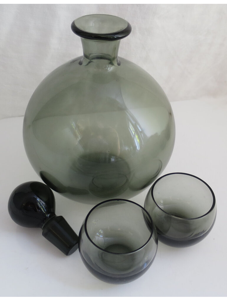 Mid century decanter and glasses