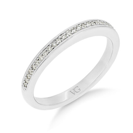 Milgrain Edge Grain Set Diamond Wedding Ring