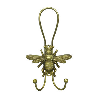 MILLIE GOLD WALL HOOK WITH BEE 12X17CM
