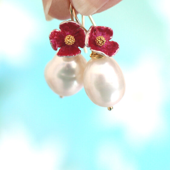 millie pink baroque pearls earrings gold lilygriffin nz jewellery jewelry