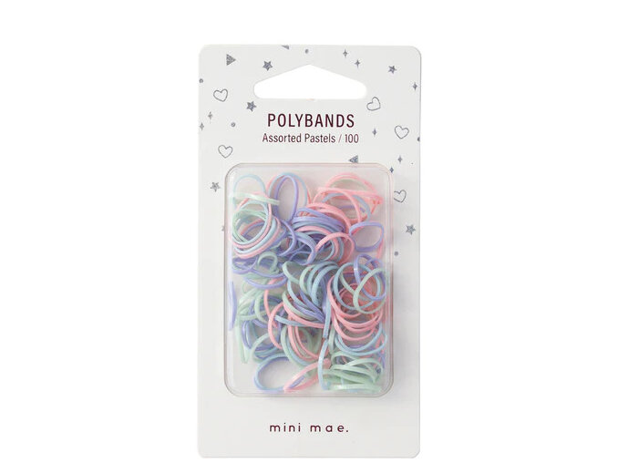 MINI by Mae Elastic Polybands Assorted Pastel 100 hair hairtie