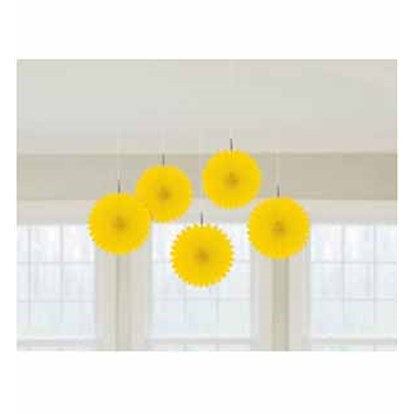 Mini Hanging Fans - Yellow x 5