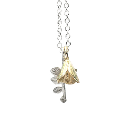 Mini Kowhai Bell and Leaf Necklace