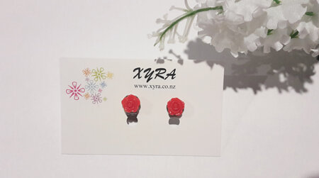 Mini Red Rose Clip-on Earrings