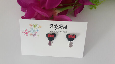 Minnie Inspired Polymer Clay Clip-on Earrings