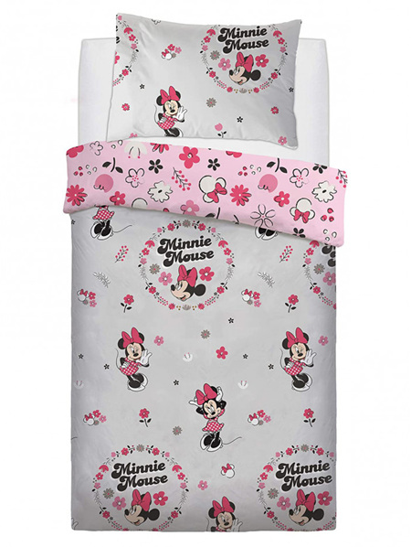 Minnie Mouse Floral Reversible Single Duvet Cover Set