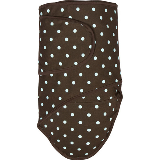 Miracle blanket chocolate with blue spots - a swaddle that makes life easy