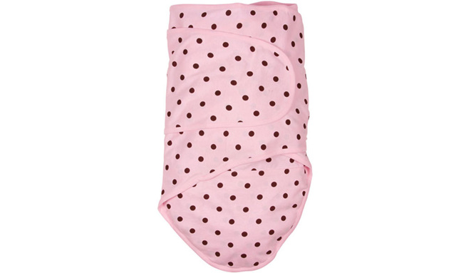 Miracle blanket pink with chocolate spot - a swaddle that makes life easy