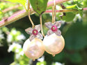 Miriam flowers rubies July birthstone pearl earrings Lilygriffin nz jeweller
