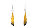 miromiro bird feathers golden yellow sterling silver earrings lily griffin nz