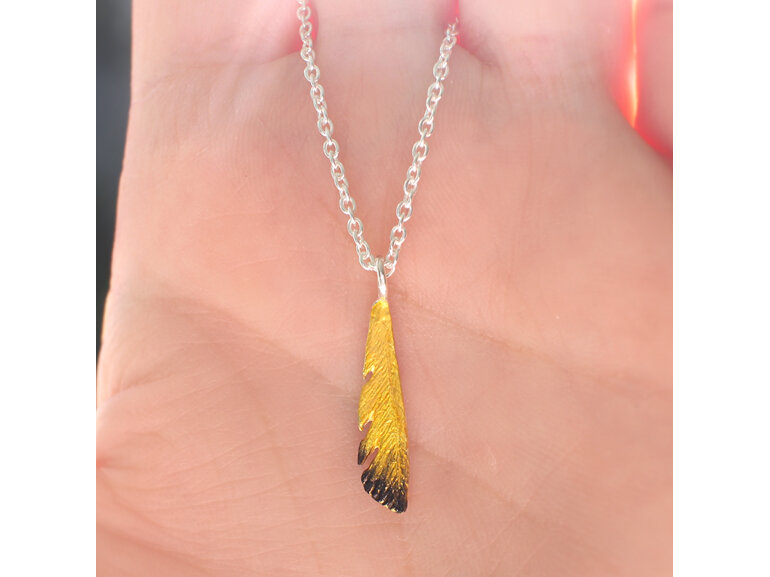 miromiro tomtit native nz feather yellow silver pendant lily griffin jewellery