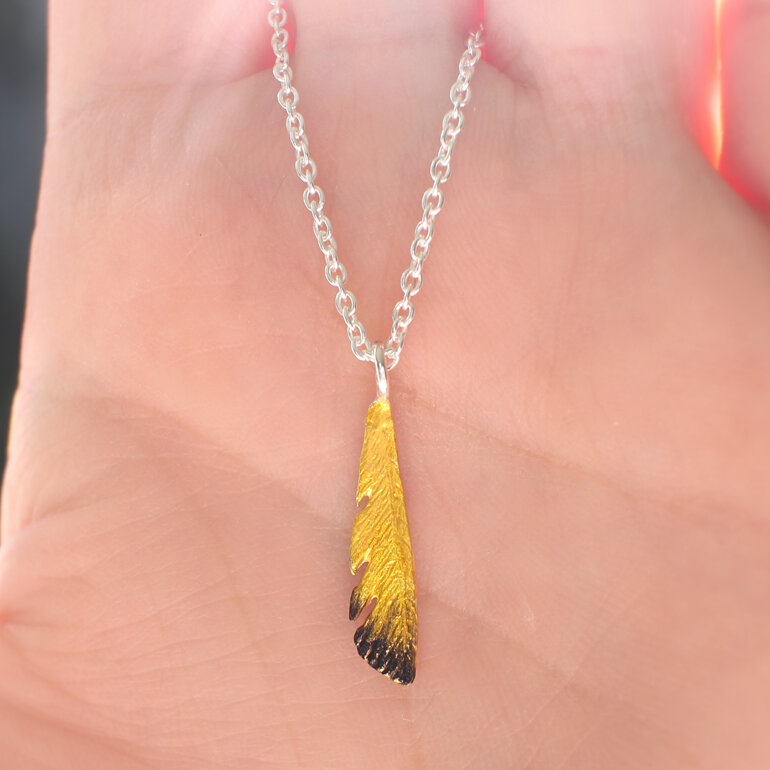 miromiro tomtit native nz feather yellow silver pendant lily griffin jewellery