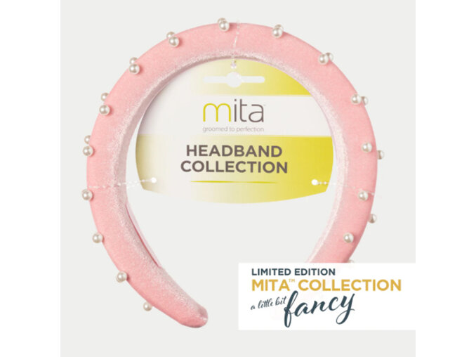 Mita A Little Bit Fancy Orchard Pink Velvet Padded with Pearls Headband