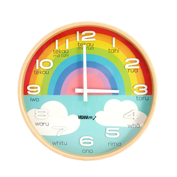 Moana Road Clock Te Reo Maori Rainbow