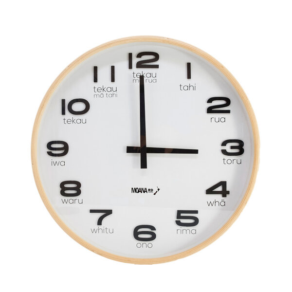 Moana Road Clock Te Reo Maori White