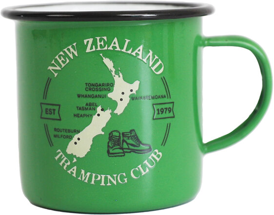 Moana Road Enamel Mug NZ Tramping Green Small