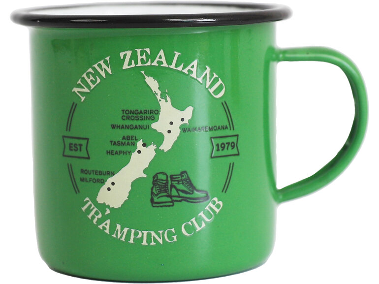 Moana Road Enamel Mug NZ Tramping Green Small
