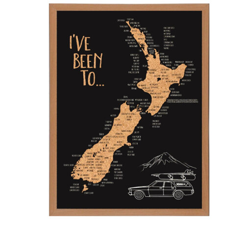 Moana Road Framed NZ Pin Map