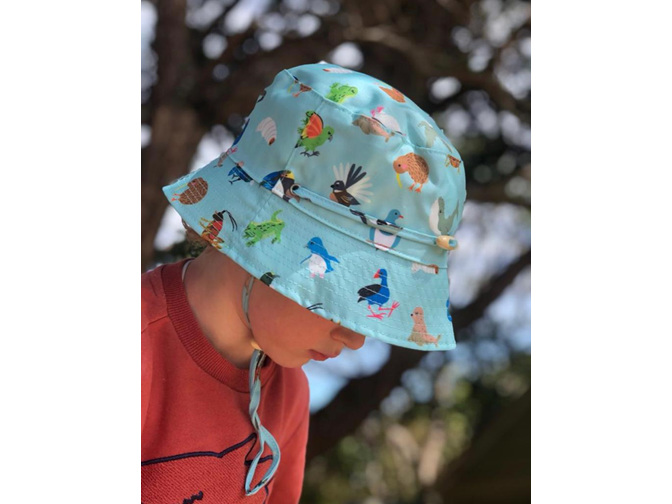 Moana Road Sale! Recycled Reversible Kids Bucket Hat 2 for $30 Aqua Green Birds