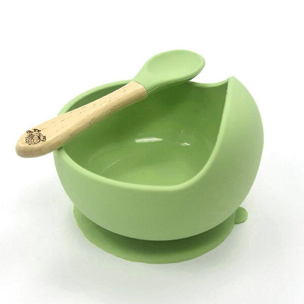 Moana Road Silicone Suction Bowl & Spoon Green