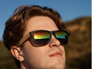 Moana Road Sunglasses + Free Case ! , 50/50 Black Frame Wood Arms Rainbow Reflective Lens 3008