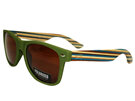 Moana Road Sunglasses + Free Case! Green with Striped Arms 463