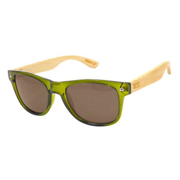 Moana Road Sunglasses + Free Case ! , Olive Green with Wood Arms 3004