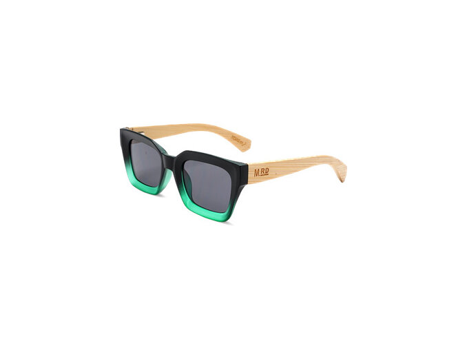 Moana Road Sunglasses + FREE Case!, Weekender Black & Green with Wood Arms 3271