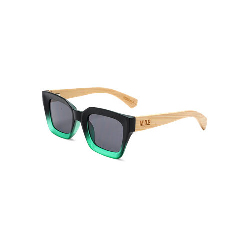 Moana Road Sunglasses + FREE Case!, Weekender Black & Green with Wood Arms 3271