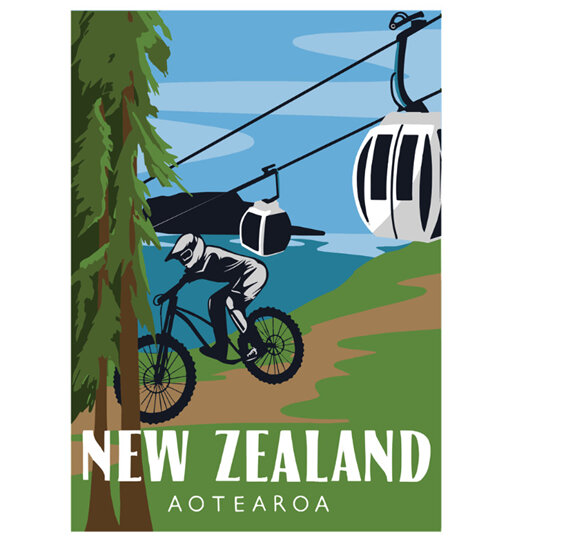 Moana Road Tea Towel Mountain Bike & Gondola
